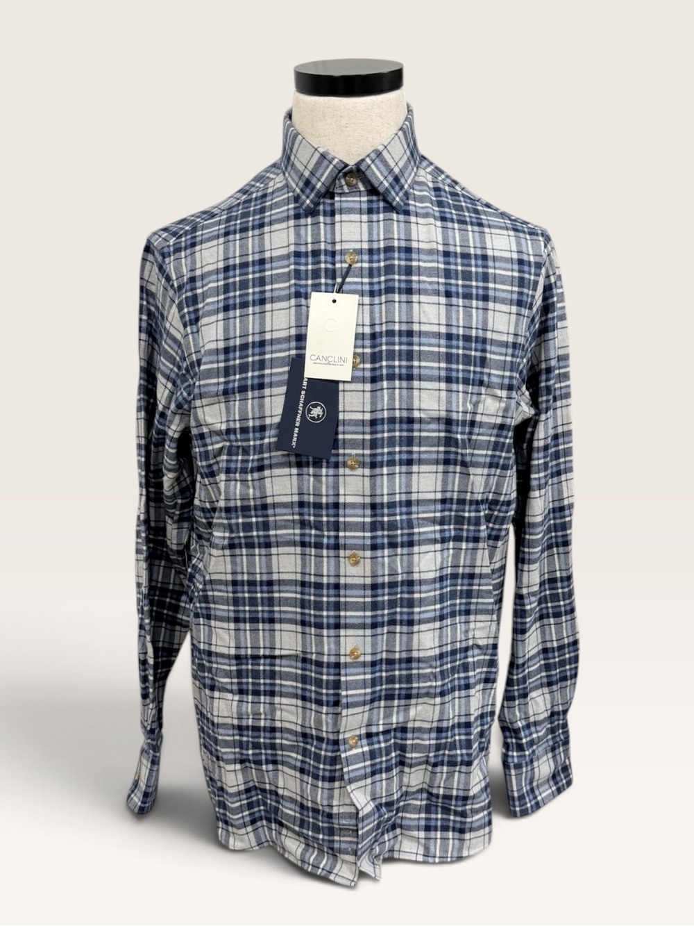 Hart Schaffner Marx Canclini 100% Cotton Plaid Flannel Button Down Shirt NWT